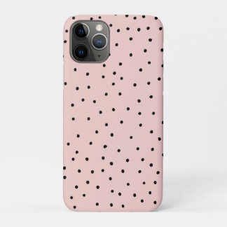 Capa Para iPhone 11 Pro Pontos modernos pretos e rosa em aquarela