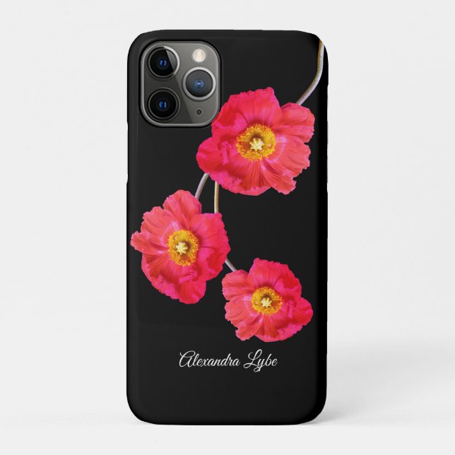 Capa Para iPhone 11 Pro Pópias Modernas Rosa Vermelho Pópias Poppy Flor (Verso)
