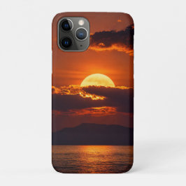 Capa Para iPhone 11 Pro Pôr do Sol Dramático Carmesim e Oceano