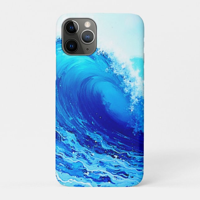 Capa Para iPhone 11 Pro Potente Design de Onda Oceânica (Verso)
