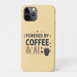 Capa Para iPhone 11 Pro Powered by Coffee & AI Retro Tech Vector