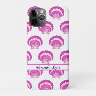 Capa Para iPhone 11 Pro Praia de Shell Rosa Rosa de Caça Náutica Moderna