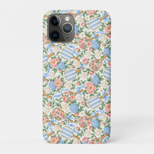Capa Para iPhone 11 Pro Presente de jogador de pickleball floral azul eleg