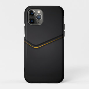 Capa Para iPhone 11 Pro Preto metálico com ênfase de linha dinâmica dourad