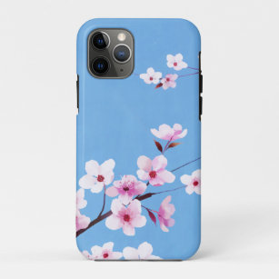 Capa Para iPhone 11 Pro Primavera Blue Sky Cherry Blossom Flores Warecolor