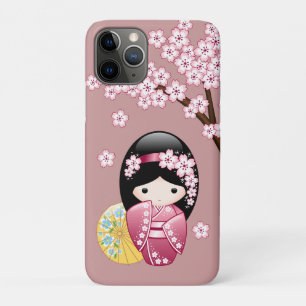 Capa Para iPhone 11 Pro Primavera Kokeshi Doll - Bonita Mancha Japonesa a