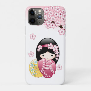Capa Para iPhone 11 Pro Primavera Kokeshi Doll - Garota Geisha Japonesa Bo