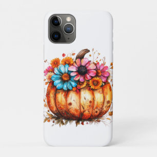 Capa Para iPhone 11 Pro Pumpkin de Queda Floral de Aquarela