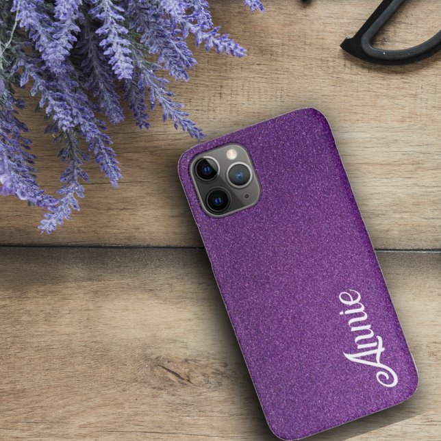 Capa Para iPhone 11 Pro Purple Faux Glitter Belo nome esparrapado (Purple Faux Glitter Beautiful Sparkly Cute Name Case-Mate iPhone Case)