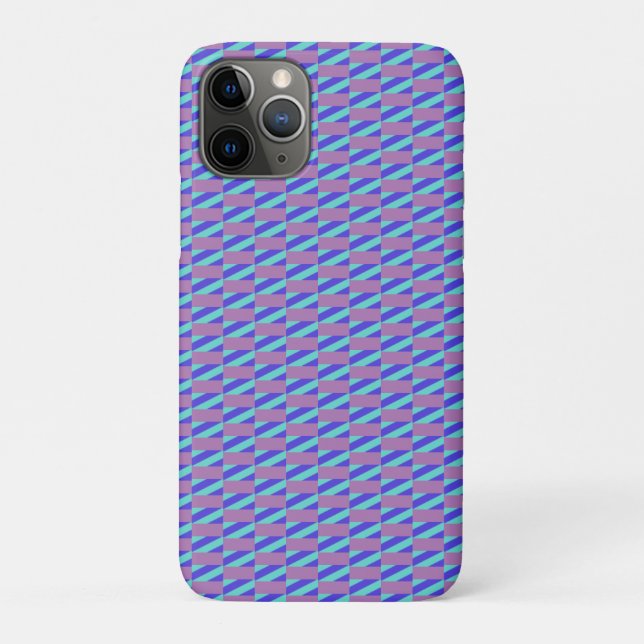 Capa Para iPhone 11 Pro Púrpura e Padrão Azul de Stripe (Verso)