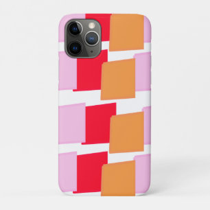 Capa Para iPhone 11 Pro Quadrados Vermelhos Laranja Rosa Caprichosos