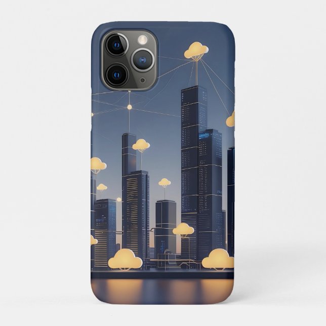 Capa Para iPhone 11 Pro Quadro de transmissão inteligente de cidade elegan (Verso)