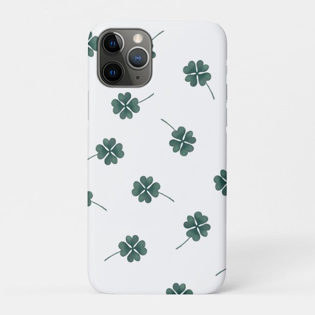 Capa Para iPhone 11 Pro Quatro Folhas de Vinho Verde (Verso)