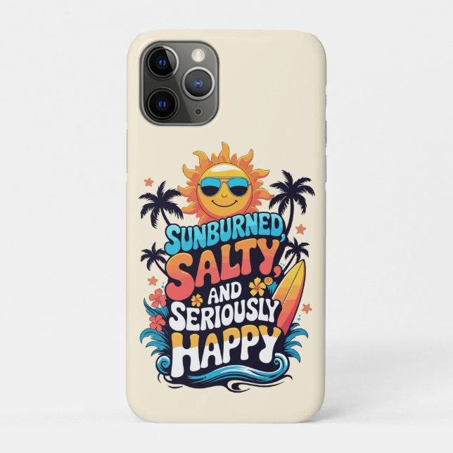 Capa Para iPhone 11 Pro Queimado pelo Sol Salgado e Feliz – Vibrações Retr (Verso)