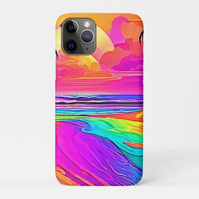 Capa Para iPhone 11 Pro Rainbow Beach: Diversão de Cartoon (Verso)