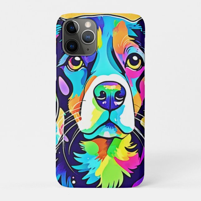 Capa Para iPhone 11 Pro Rainbow Dog Portrait Design (Verso)