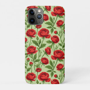 Capa Para iPhone 11 Pro Ranúnculo Carmesim em Flor ✨ Elegância Floral Vibr