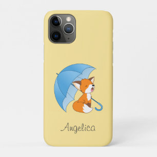 Capa Para iPhone 11 Pro Rapariga Raposa Sonolenta sob Guarda-Chuva