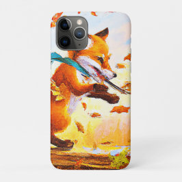 Capa Para iPhone 11 Pro Raposa Vermelha Bonita na Pintura da Estação de Qu