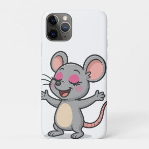 Capa Para iPhone 11 Pro Rato de Cartoon Bonito Colocando Maquiagem