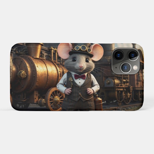 Capa Para iPhone 11 Pro Rato e Comboio Steampunk (Verso (horizontal))