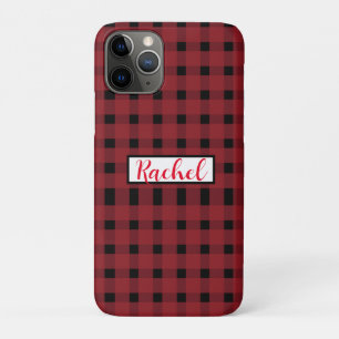 Capa Para iPhone 11 Pro Red Black Gingham Personalizado