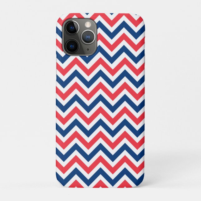 Capa Para iPhone 11 Pro Red Blue White Zig Zag Lines Geometric Baseball (Verso)