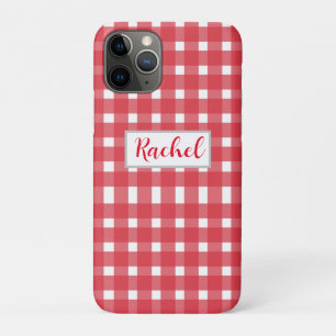 Capa Para iPhone 11 Pro Red White Gingham Personalizado