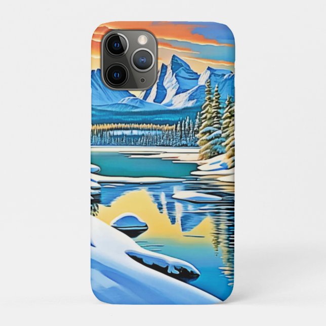 Capa Para iPhone 11 Pro Reflexão de Montanha Snowy (Verso)