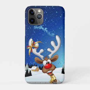 Capa Para iPhone 11 Pro Rena de Natal Engraçada Espiando Meme de Natal