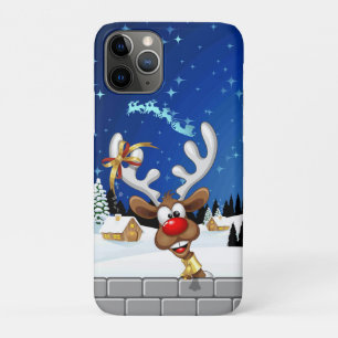 Capa Para iPhone 11 Pro Rena Fofa Espiando Meme de Natal