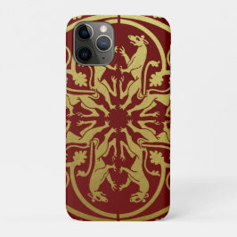 Capa Para iPhone 11 Pro Renascença Medieval Arauto Leão Leopardo Metálico