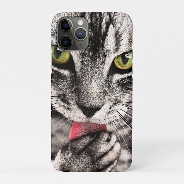 Capa Para iPhone 11 Pro Retrato de Cat Pet Animal 68667 (Verso)