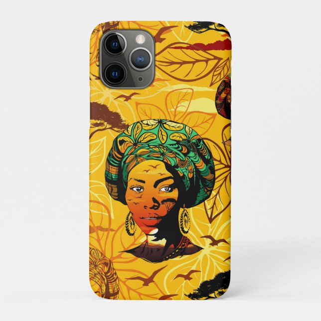 Capa Para iPhone 11 Pro Retrato de Mulher Africana com Sunset (Verso)