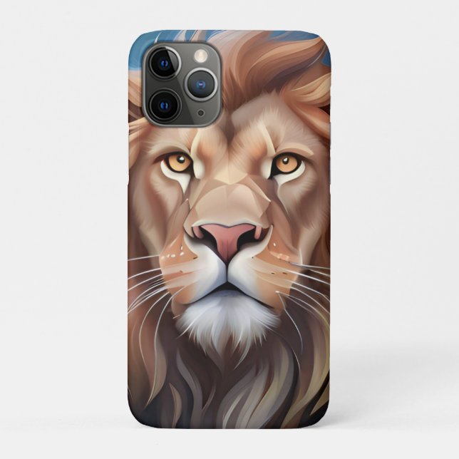 Capa Para iPhone 11 Pro Retrato digital leão-56556 (Verso)
