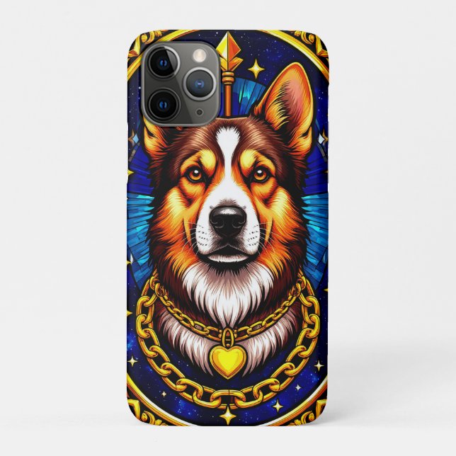 Capa Para iPhone 11 Pro Retrato Majestoso de Cão em Estilo de Vidro Estido (Verso)