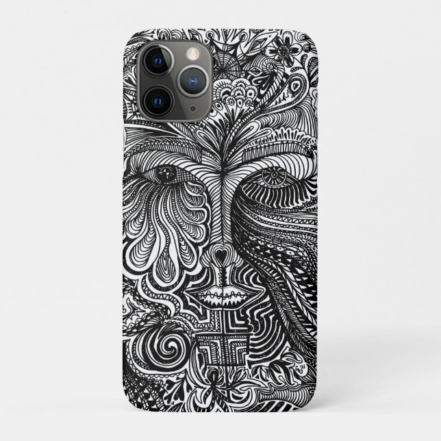 Capa Para iPhone 11 Pro Retrato preto e branco da linha tripla (Verso)