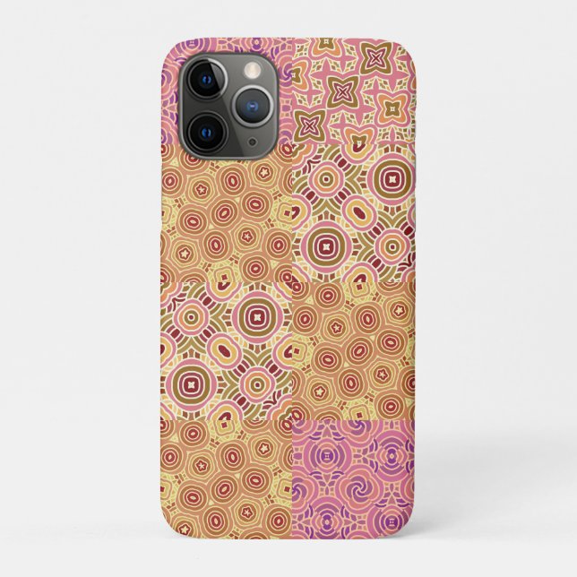 Capa Para iPhone 11 Pro Retro Geométrico Patchwork  (Verso)