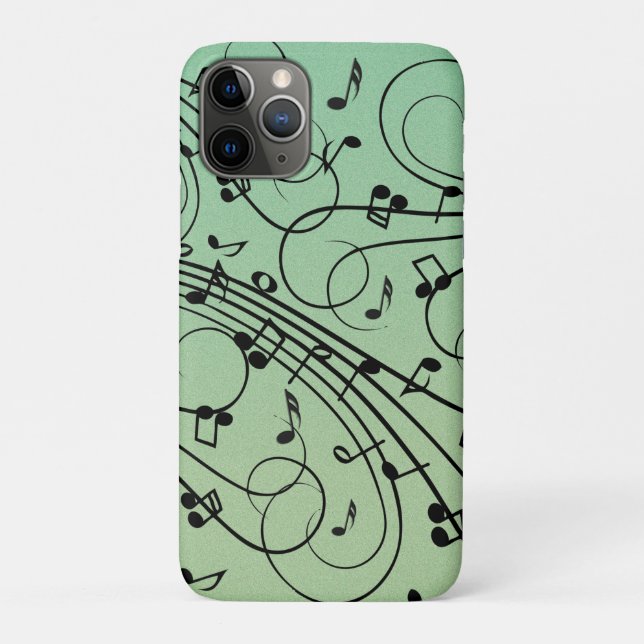 Capa Para iPhone 11 Pro Rico Notes Green Music Design (Verso)