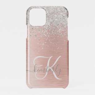 Capa Para iPhone 11 Pro Rosa Dourada Girly Silver Glitter Sparkly