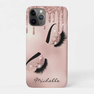 Capa Para iPhone 11 Pro rosa dourado lash rainha lasca olhos