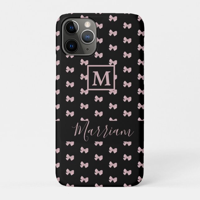 Capa Para iPhone 11 Pro Rosa Elegante e Preto Personalizado (Verso)