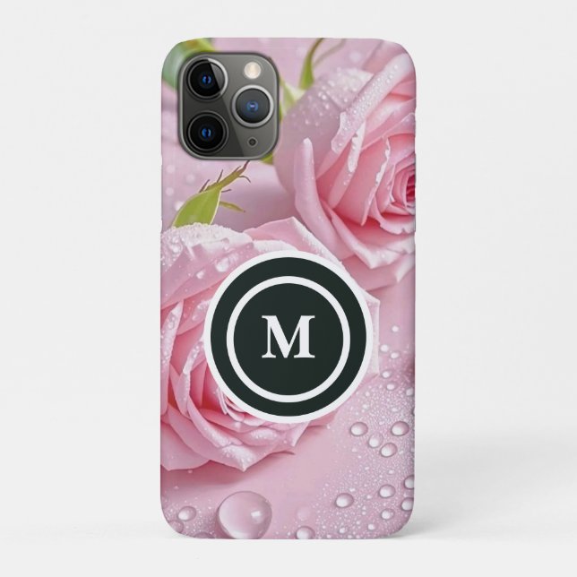 Capa Para iPhone 11 Pro Rosa Personalizada Boho Floral Aquarela  (Verso)
