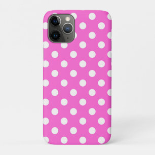 Capa Para iPhone 11 Pro Rosa Quente & Pontos Polka Branco Pontilhado