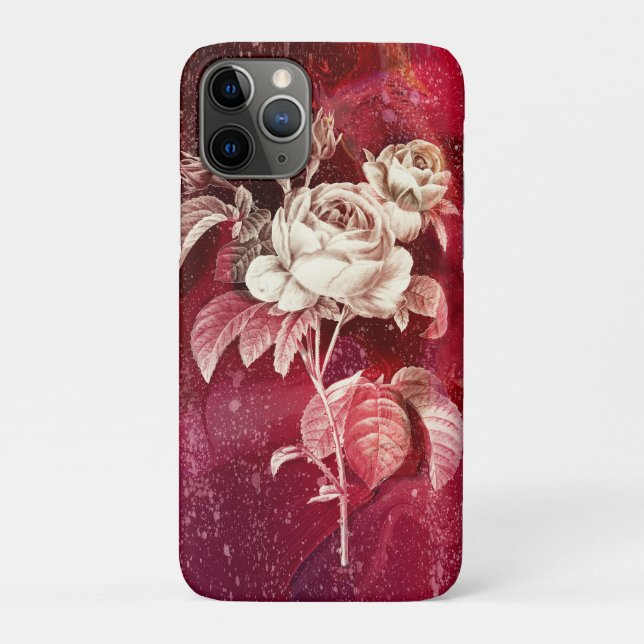Capa Para iPhone 11 Pro ROSA sobre fundo vermelho (Verso)