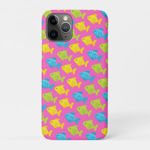 Capa Para iPhone 11 Pro Rosa Verde Amarelo Azul Peixes Animais Marinhos Ve