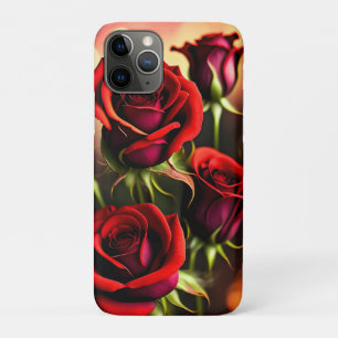 Capa Para iPhone 11 Pro Rosa vermelha digital das flores da Trabalho de ar