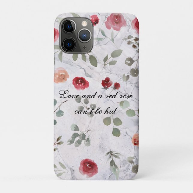Capa Para iPhone 11 Pro Rosa vermelha Marble Elegante (Verso)