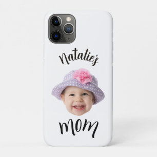 Capa Para iPhone 11 Pro Rosto de Bebê Menino Foto Nome da Criança Mamãe