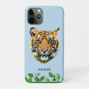Capa Para iPhone 11 Pro Rosto de tigre selvagem em azul claro